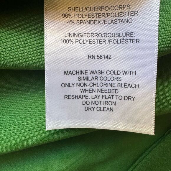 New Maggy London Dress Sz 12 Green FLIGHT ATTENDANT Tie Neck Sheath Retail $138 - Picture 10 of 14